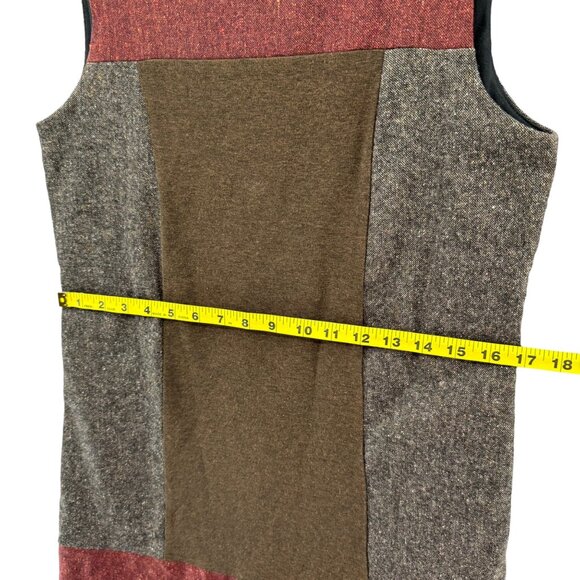 Bailey 44 Mini Tank Dress Burgundy Grey Brown Colorblock Wool Silk Blend Size M - Picture 11 of 11